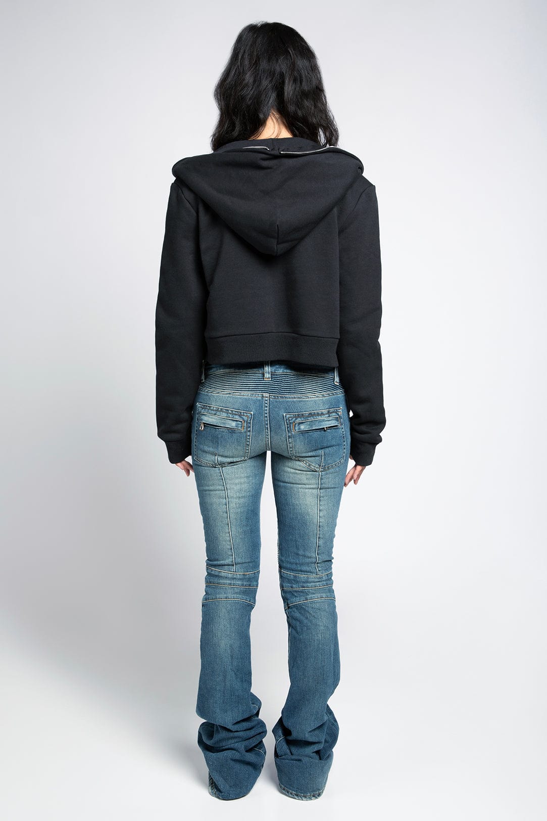 Cropped Full Zip Body Bag Hoodie