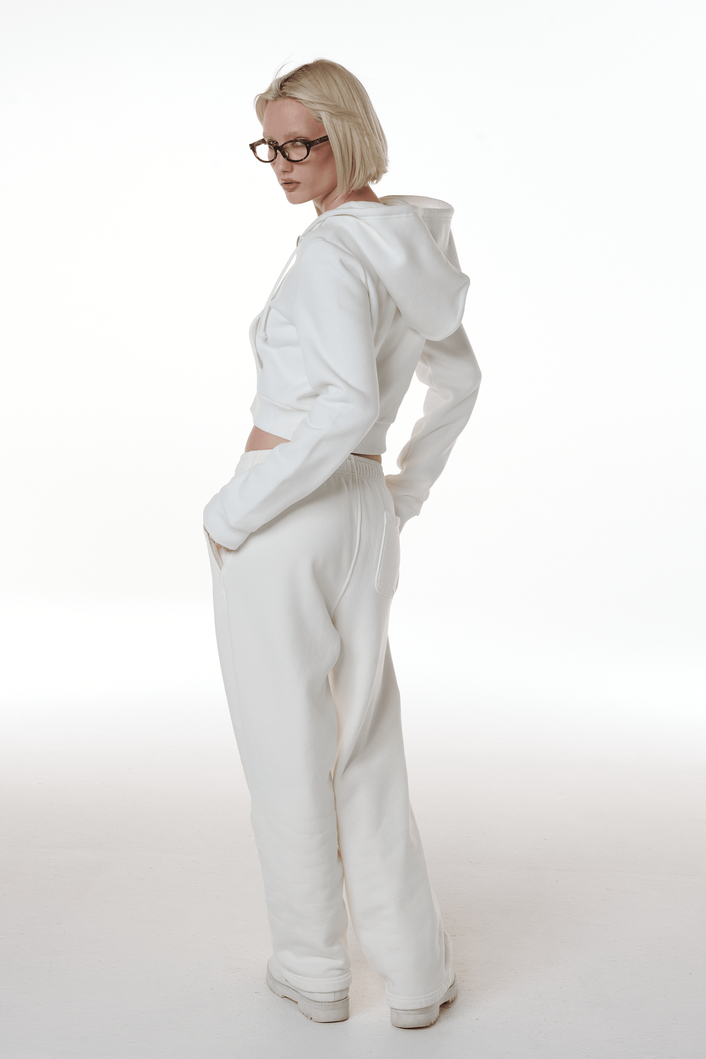 Ready to Dye Cropped Zip Up Drawstring Hoodie