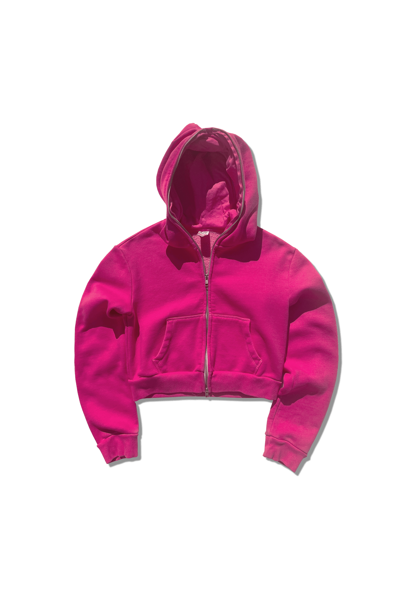 Exclusive Cropped Full Zip Body Bag Hoodie - Fuchsia Rose – Made