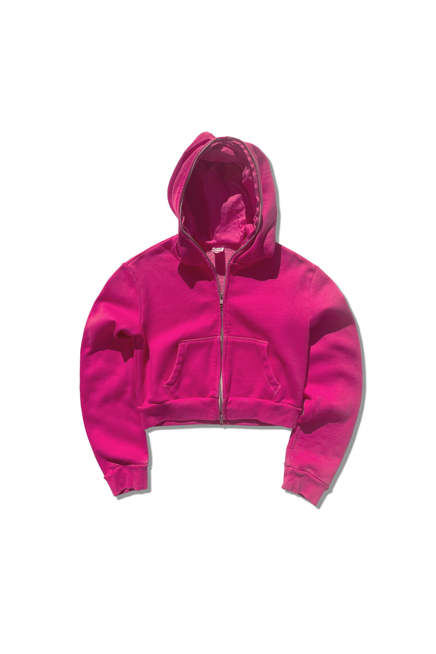 Exclusive Cropped Full Zip Body Bag Hoodie - Fuchsia Rose – MADE