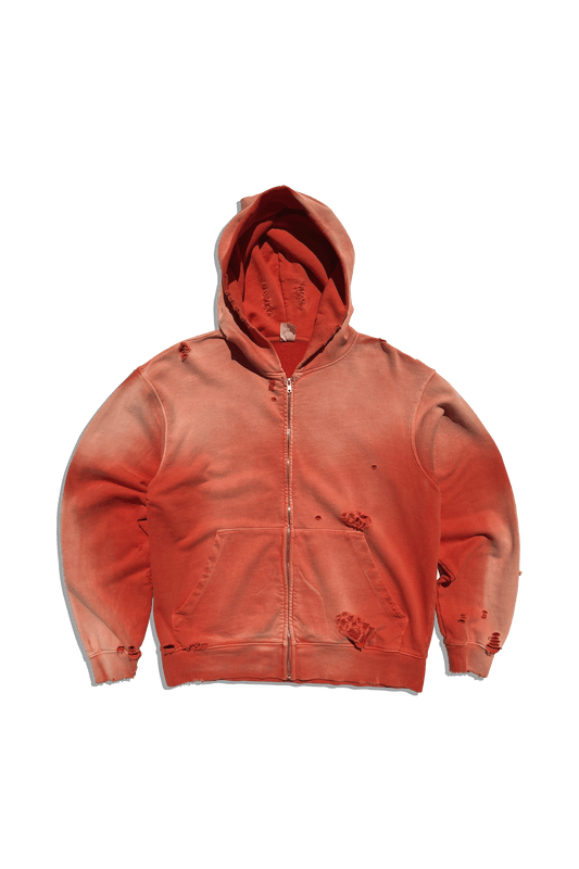 Exclusive Cross Country Zip Hoodie - Distressed Blood Orange Slushie