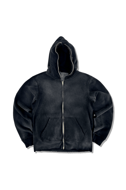 Exclusive Full Zip Body Bag Hoodie - Distressed+Smoked Anthracite